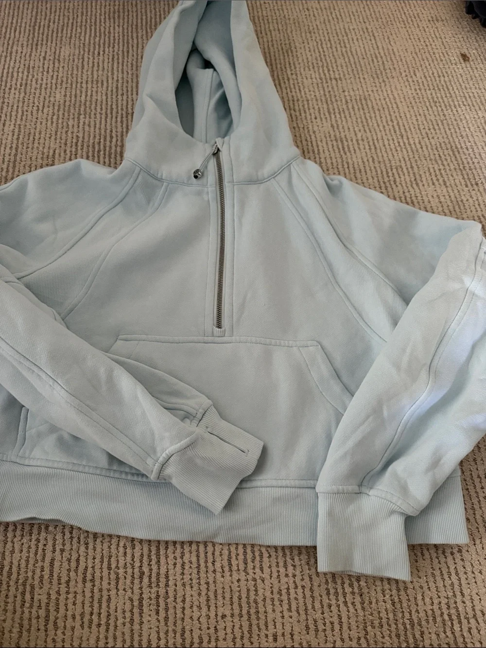 Lululemon cropped Light Blue Half-Zip Hoodie size xs/s